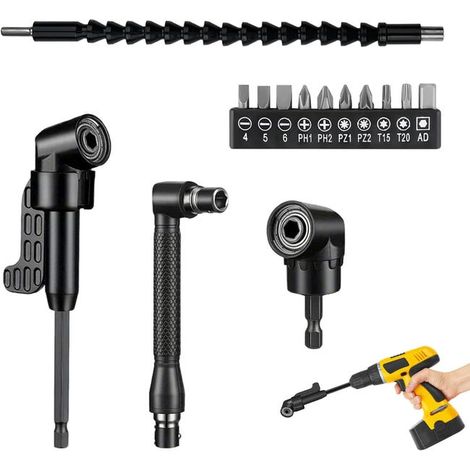 14-teiliges Winkelschraubendreher-Set mit 1/4"-Sechskantschaft-Verlängerungsstange, Winkelbohraufsatz und 105°-flexibler Schraubendreherverlängerung (1/5)