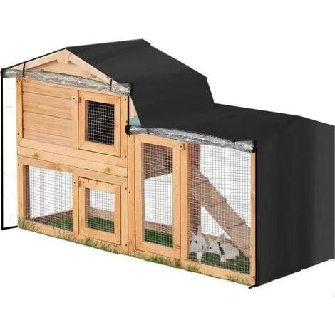 Housse pour clapier à lapins pour animaux de compagnie en tissu Oxford 210D robuste avec rideau transparent visible 2 tailles Housse de cage imperméable(180x52x86cm)-NANOTEH (1/5)