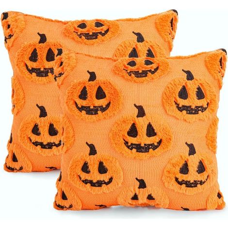 (2 Stück) Halloween-Kissenbezug 45x45 cm, lustiger Geister-Kissenbezug, Halloween-Plüschkissenbezug (1/5)