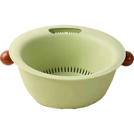 Multifonctionnel double layer légume et fruit washing panier cute rond massif color design thickened pour durability C (1/5)