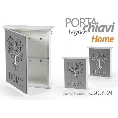 Kaela - Porta Chiavi Parete 20x6x24cm Legno Decoro Home Moderno Decori Assortiti 818585 - (1/3)