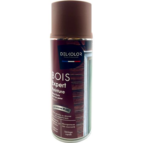 Aérosol Delkolor Peinture Microporeuse spéciale Bois 400ML  Couleur: RAL 8011
