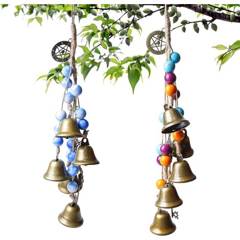 Carillon de sorcière de jardin - Carillon éolien à suspendre à l'extérieur - Carillon éolien en métal fait à la main - Cloche de bénédiction - Ornements suspendus pour véranda, jardin, maison, balcon (1/4)