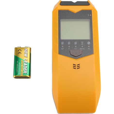 Portable multi-function wall stud finder with LCD screen and electrical cable detection (SH402, yellow) for renovation projects (1/2)