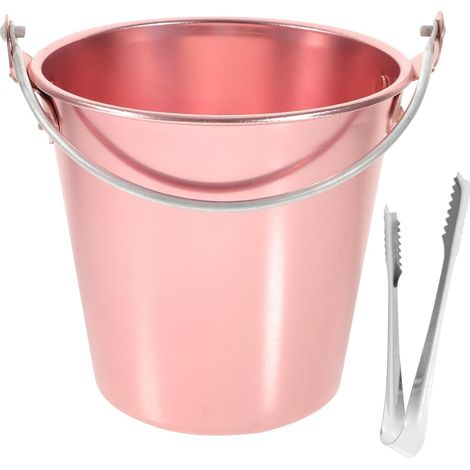 Seau à glace avec poignée et pince à glace, 1,25 l, en alliage d'aluminium, bac à glaçons pour bar, maison, fête, seau à vin (1/5)