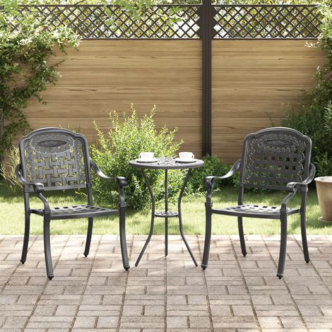 Gartenstuhl 2 pcs Schwarz 55 x 56,5 x 91cm Aluminium vidaXL (1/5)