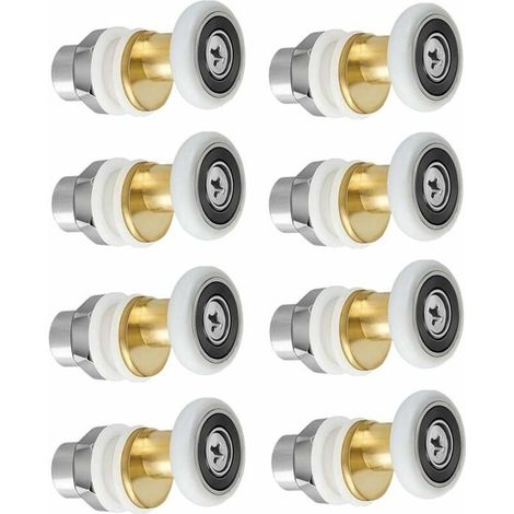 Roulette Porte Douche,Roulettes de Porte Coulissante Cabine de Douche Pour Rouleau avec Diamètre de Roues 27mm,8 Pce- Porte Poulies (1/5)