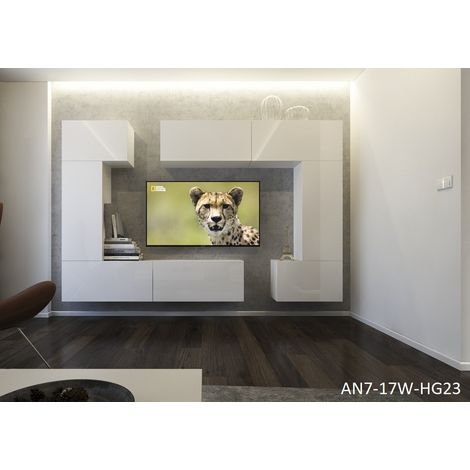 Ensemble meuble TV NEXT 7 AN7-17W-HG23-1A blanc brillant 256 cm (1/2)