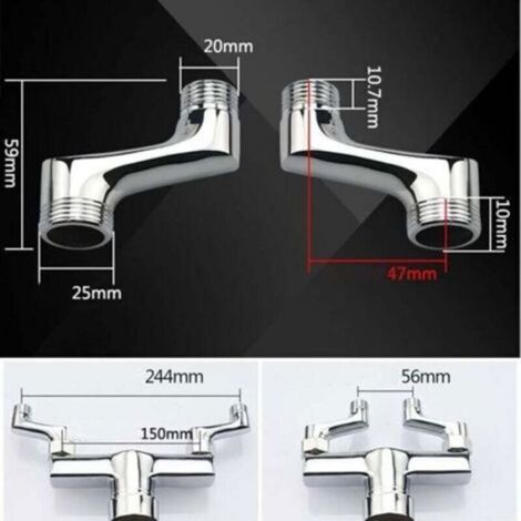 Raccord Coudé Pour Douche - Laiton Chromé - Bras Rotatif Ajustable - Installation Murale Décalée - 1/2 Pouces Et 3/4 Pouces - 1 Pièce (1/3)