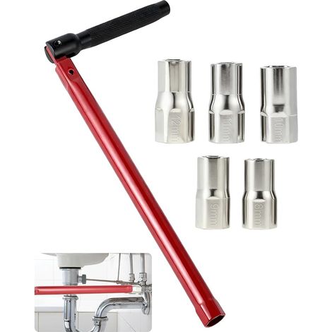 Beckenschlüssel, Wasserhahnschlüssel, WC-Sitzschlüssel, Rohrschlüssel und Sanitärwerkzeug, 8–12 mm verstellbar für Spültischarmaturen und Sanitärinstallationen.