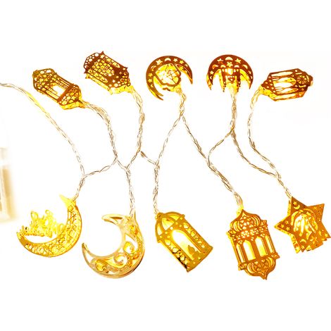 Guirnalda de luces LED para Eid y Ramadán, con diseño de castillo y luna creciente, 1,5 m (10 LED). (1/5)