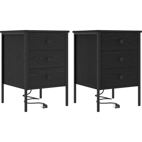 Maison Exclusive - Armadio da Notte con cassetto 2 pcs Rovere Nero 42 x 41 x 61 cm