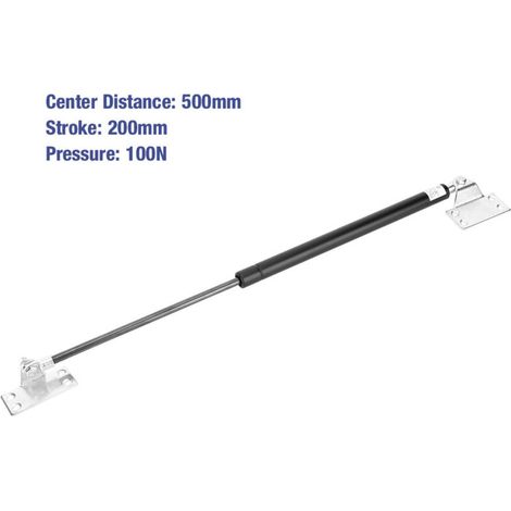 Amortisseur à gaz hydraulique pour couvercle, 500mm entre axes, 200mm course, 100N (tête carrée) (1/5)