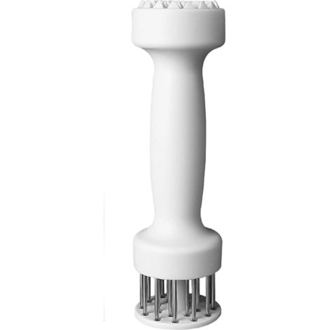 Attendrisseur de viande moderne en acier inoxydable – aiguilles attendrissantes pour une infusion efficace de saveur dans les steaks, blanc. (1/5)