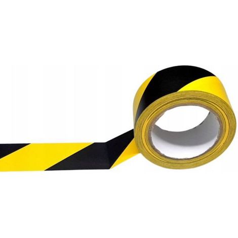 Ruban D Avertissement - 75 mm x 100 m - Jaune Noir - Aluminium - Résistant Aux Intempéries - Haute Visibilité