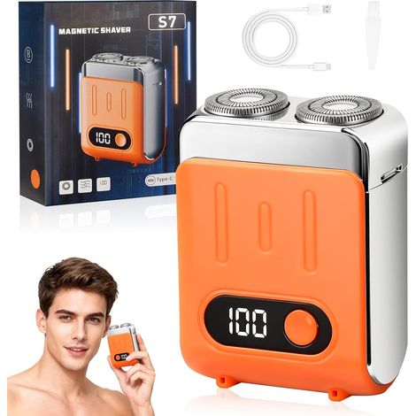 Mini Electric Shaver for Men, Suitcase Design, IPX7 Waterproof, Type-C Rechargeable, Dual Head Magnetic Beard Trimmer for Home, Office and Travel (1/5)