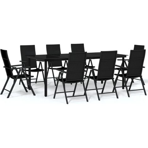 Maison Exclusive - Set da Pranzo per Giardino 9 pz con Cuscini Nero (1/5)