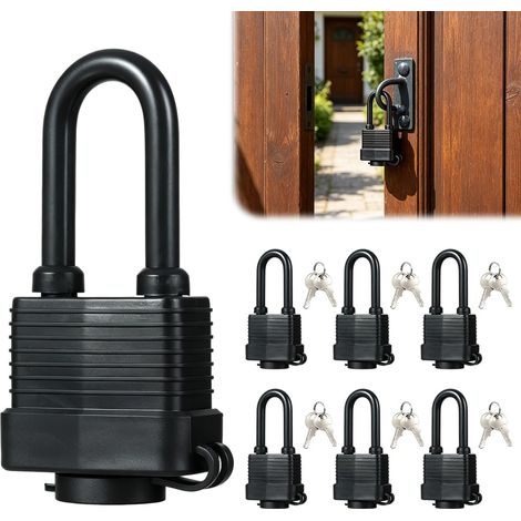 Cadenas Exterieur, Lot de 6 Cadenas Clé Etanche, Padlock en Laiton avec 2 Clés pour Casiers de Salle de Sport, école, Garage, Clôture ou Abri de Jardin (1/5)