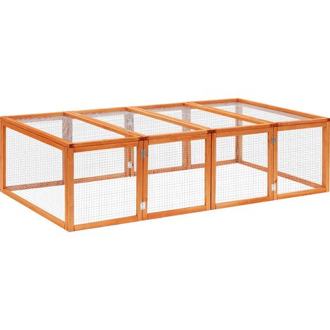 Pour lapins et petits animaux, accès facile avec 2 couvercles, parc extérieur sécurisé en bois et grillage (1/5)