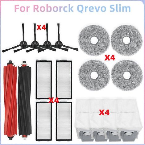 Pièces de rechange pour aspirateur Qrevo Slim : rouleau principal, brosse latérale, filtre HEPA, lingette de nettoyage, sac à poussière (1/5)