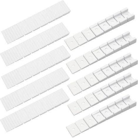 Lot de 10 Cales pour Meubles.Cale Plastique.Universelles Cale pour Meubles.avec Points de Rupture Intégrés.pour Niveler Les Portes.Tiroirs.Armoires ecc.8 20 98mm(Blanc) (1/5)