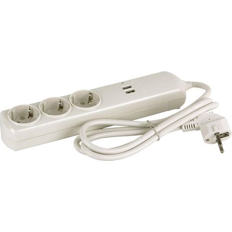 Base Bipolar 3 Tomas Y Prolongación 1,5m Con T/T Lateral 16a 250v Usb