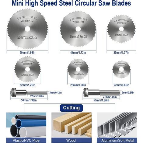 Trennscheiben für Rotationswerkzeuge, Scheibenbohrerblätter, HSS-Trennscheiben, HSS-Sägeblätter, Mini-Kreissägeblätter zum Schneiden von Holz, Kunststoff und Metall (1/5)