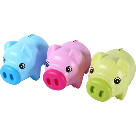 Tirelire Cochon en Plastique Non Toxique 19cm avec Ouverture Nez et Bouche pour Pièces et Billets Coloris Aléatoire (1/5)