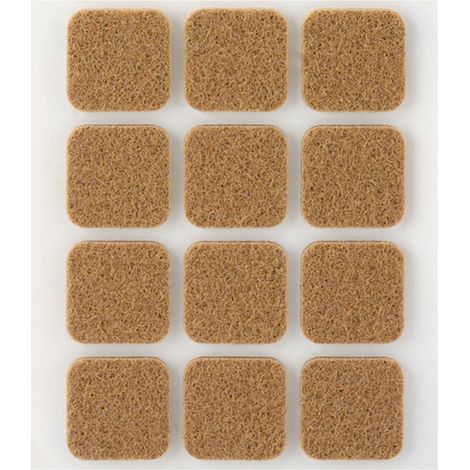 Pack 12 fieltros Marrones sintéticos adhesivos 22x22mm Plasfix INOFIX (1/2)