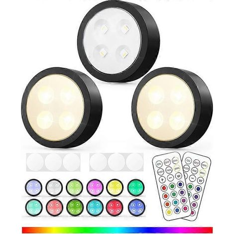 Runde LED-Leuchte mit Fernbedienung, kabellose Schrankleuchte, 13 Farben (1/5)