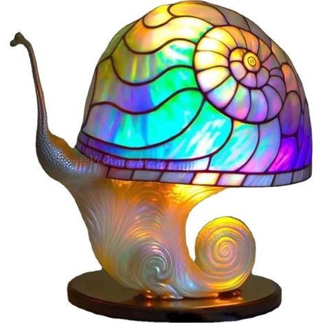 Lampes de table colorées en forme d'escargot, objets de décoration de bureau de style champêtre européen, lampes de table escargot arc-en-ciel (1/3)
