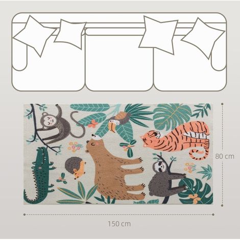 Teppich mit Dschungelmotiv 150 x 80 cm aus Polyester, cremefarben, mehrfarbig MODENUIT (1/3)