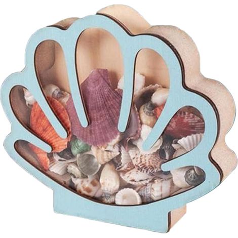 Boîte d'Exposition pour Coquillages - Étui Porte-Coquillages En Bois - Organisateur Élégant pour Bijoux et Babioles, Décor d'Étagère pour Petits Objets comme Étoiles de Mer, Anneaux, (1/5)