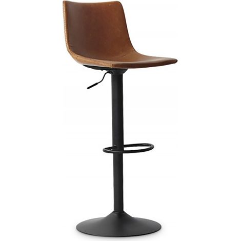 Lot de 2 chaises de bar 41x47x109 cm en PU cognac (1/6)