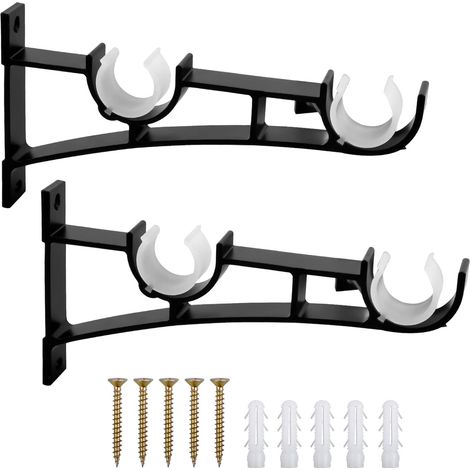tringles à rideaux métalliques robustes, support de tringle à rideaux, support double pour tringle à rideaux, support de tringle à rideaux, support de tringle à rideaux en aluminium, support de tringl (1/5)