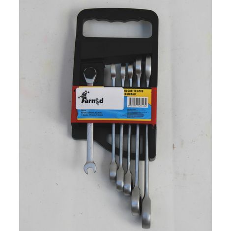 SET CHIAVE A CRICCHETTO 6pz COMBINATE NANE CORTE ACCIAIO CROMO VANADIO DA 8-19MM