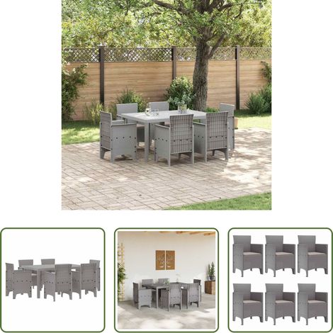 Mobilier extérieur - Ensemble de salle à manger pour jardin 7 pcs Gris clair (1/5)
