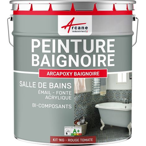 Peinture baignoire et lavabo, résine de rénovation, pour émail, acrylique et fonte, Arcane industries - 1 kg (jusqu'à 3 m² en 2 couches) Rouge Tomate - RAL 3013 - ARCANE INDUSTRIES