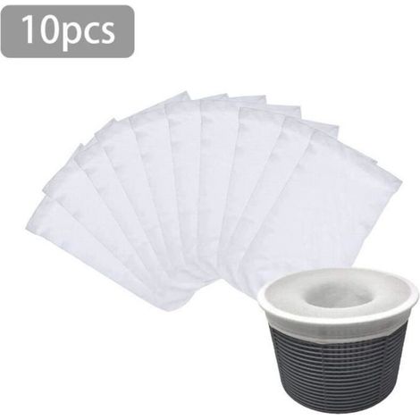 Chaussettes pour skimmer de piscine - Économiseurs de filtre pour paniers et skimmers - Tamis fin - 10 pièces (1/4)