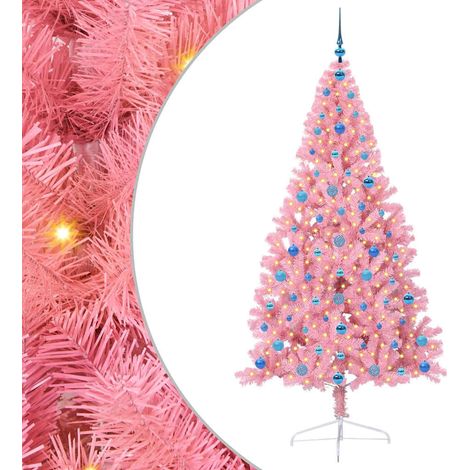 Künstlicher vorbeleuchteter Weihnachtsbaum Rosa 210 cm PVC vidaXL