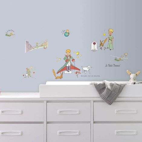 Stickers repositionnables Le Petit Prince – Vinyle fin et flexible – Dimensions 25x46 cm – 26 stickers imperméables et faciles à nettoyer – Thedecofactory (1/3)