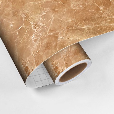Revêtement sticker sol - MARBRE BRUN CAPPUCCINO - Rouleau adhésif Protection Anti-dérapant - 60x100cm (1/5)