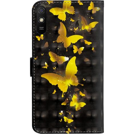 Funda tipo cartera para Xiaomi Redmi 9A, diseño de puntos de luz y mariposas doradas. (1/5)