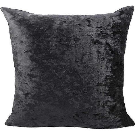 Quadratischer Kissenbezug aus kurzem Plüschsamt, 60 x 60 cm, für Sofa und Bett, Braun-Black (1/5)