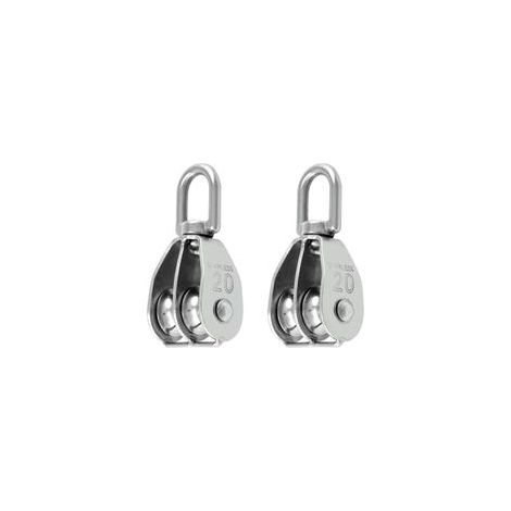 2PCS M20 Bloc de Poulie Double en Acier Inoxydable 304 Pivotant Double Poulie de Levage NPTERBL (1/5)