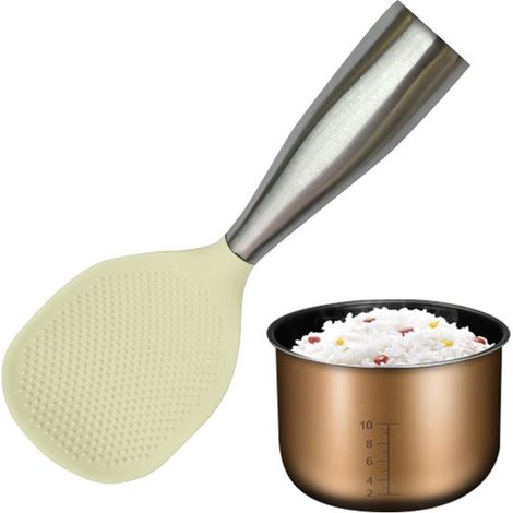 Cuchara de arroz，Cucharón de silicona antiadherente para arroz，Ensalada de verduras para el hogar y restaurantes (1/5)