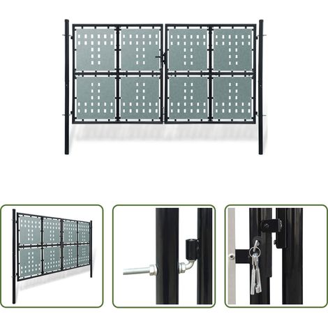 vidaXL Scharniere - Schwarzes Einzeltor für Zäune 300 x 150 cm (1/5)