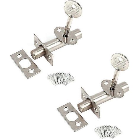 Ensemble de 2 verrous de sécurité pour porte, pêne dormant invisible en acier inoxydable avec accessoires de fixation (1/5)