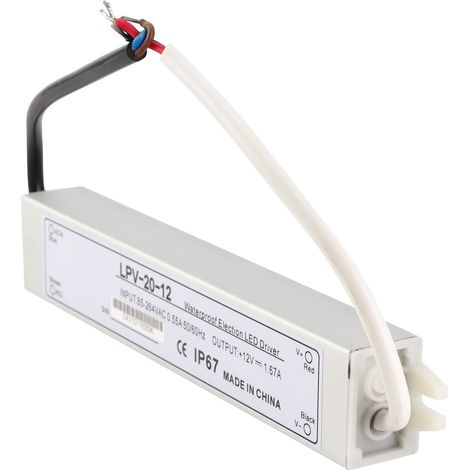 Alimentation étanche 20W DC 12V LPV-20-12 en alliage d'aluminium pour éclairage LED