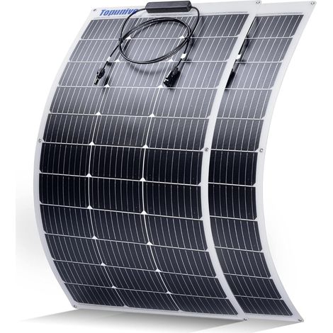 Lot de 2 panneaux solaires flexibles monocristallins 100 W 12 V pour batteries caravane, camping-car, bateau, yacht, marine (1/5)